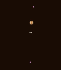 Jupiter and its four largest Moons as viewed through an amateur telescope.