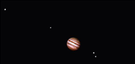 Jupiter and its four large moons