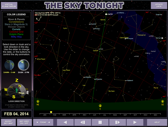 Virtual Planetarium Sky Tonight module